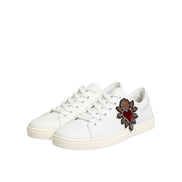 Adidași Dolce & Gabbana din piele albă cu aplicație inimă sacră