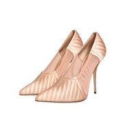 Dolce & Gabbana Cipria Satin Mesh Stiletto Heel Pumps