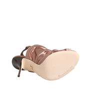 Sandale Dolce & Gabbana cu bareta la spate, din satin bronz, cu pliuri