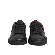 Dolce & Gabbana Adidași Joși cu Inimă de Cristal din Piele Neagră