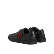 Dolce & Gabbana Adidași Joși cu Inimă de Cristal din Piele Neagră