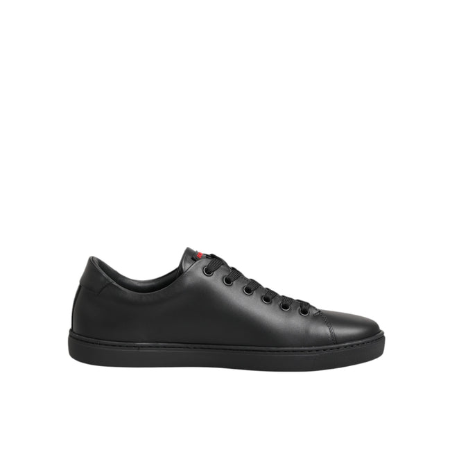 Dolce & Gabbana Adidași Joși cu Inimă de Cristal din Piele Neagră