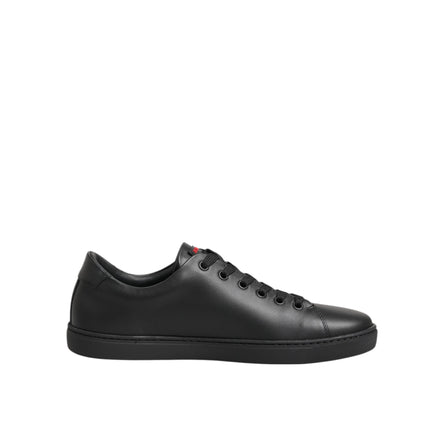 Dolce & Gabbana Adidași Joși cu Inimă de Cristal din Piele Neagră
