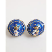 Dolce & Gabbana Cercei aurii tip clip-on din alamă cu bilă albastră de Crăciun și pandantiv cristal