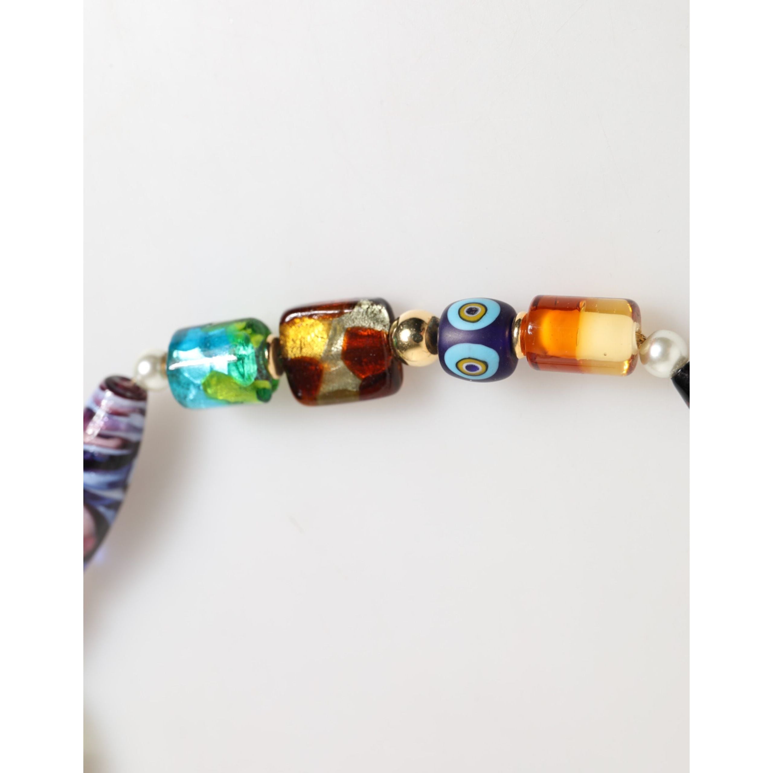 Dolce & Gabbana Multicolor Murano Glass Beads Brass Jewelry Necklace