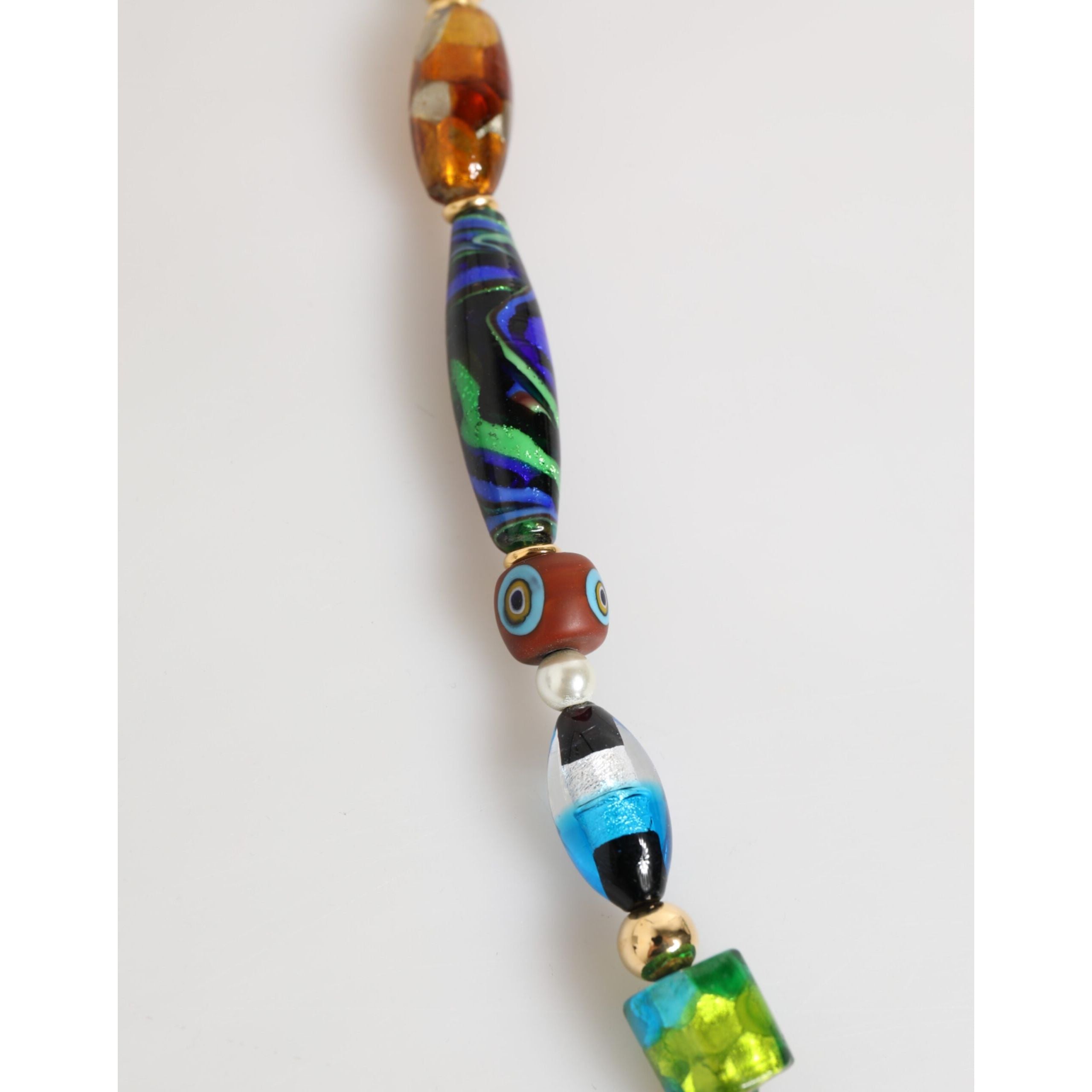 Dolce & Gabbana Multicolor Murano Glass Beads Brass Jewelry Necklace