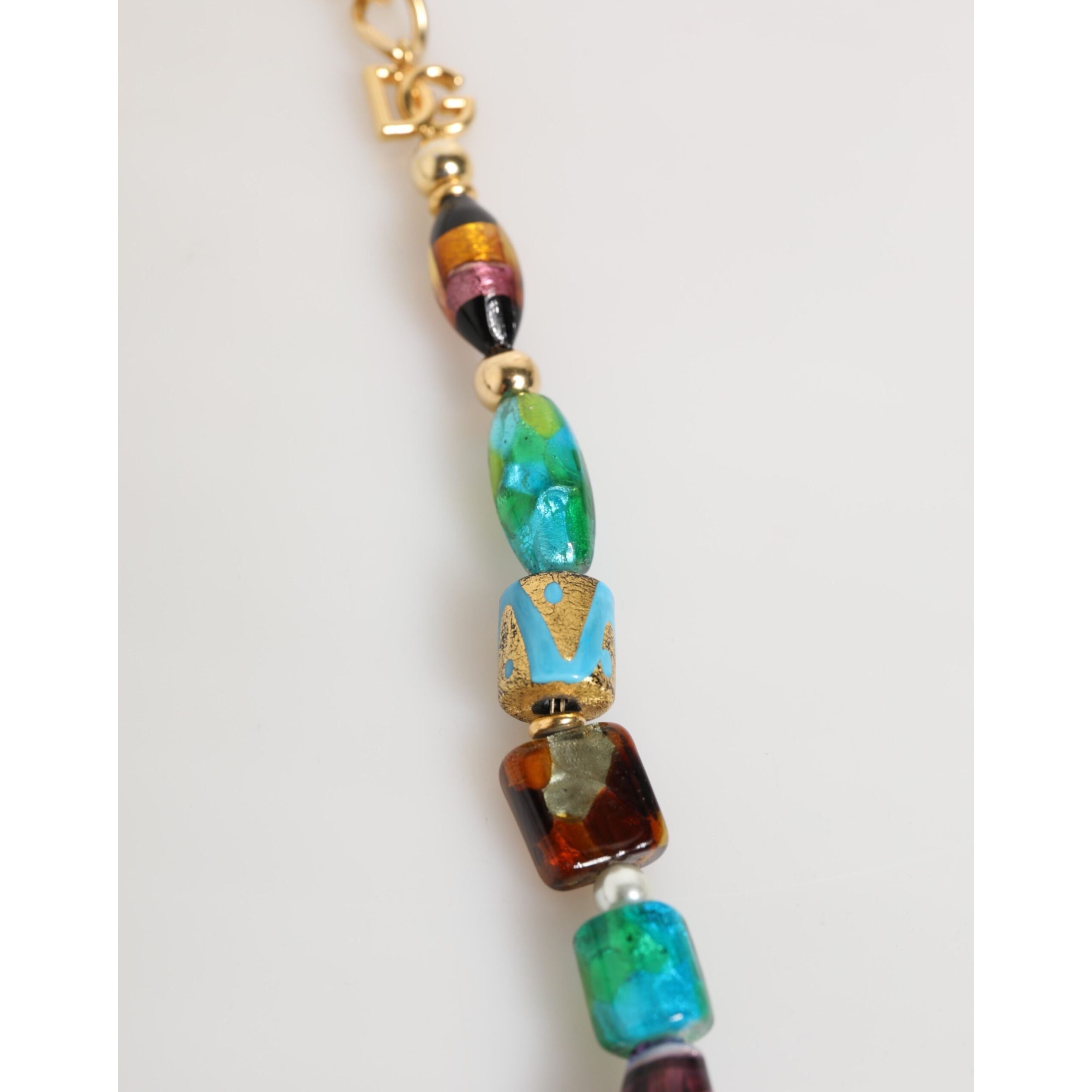 Dolce & Gabbana Multicolor Murano Glass Beads Brass Jewelry Necklace