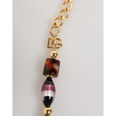 Dolce & Gabbana Multicolor Murano Glass Beads Brass Jewelry Necklace