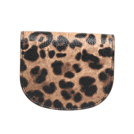Portofel tip poșetă mică pentru monede Dolce & Gabbana, maro, cu imprimeu leopard