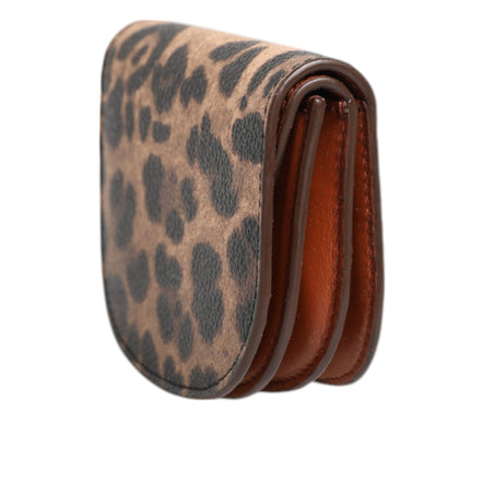 Portofel tip poșetă mică pentru monede Dolce & Gabbana, maro, cu imprimeu leopard