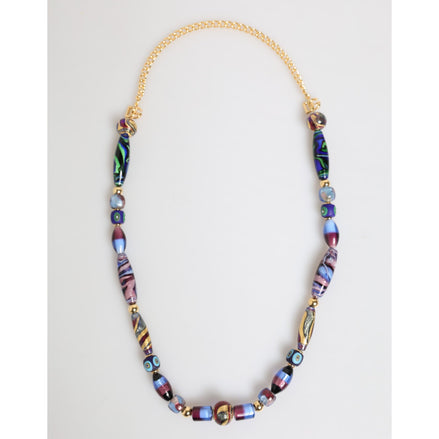 Colier Dolce & Gabbana Multicolor din mărgele de sticlă Murano, lanț auriu din alamă