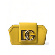 Dolce & Gabbana Yellow Smooth Leather DG Logo Clutch Crossbody Case Bag