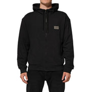 Dolce & Gabbana Black Full-Zip Logo Hooded Sweatshirt