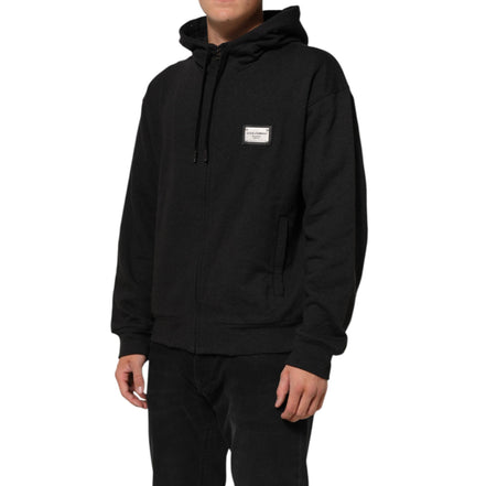Dolce & Gabbana Black Full-Zip Logo Hooded Sweatshirt