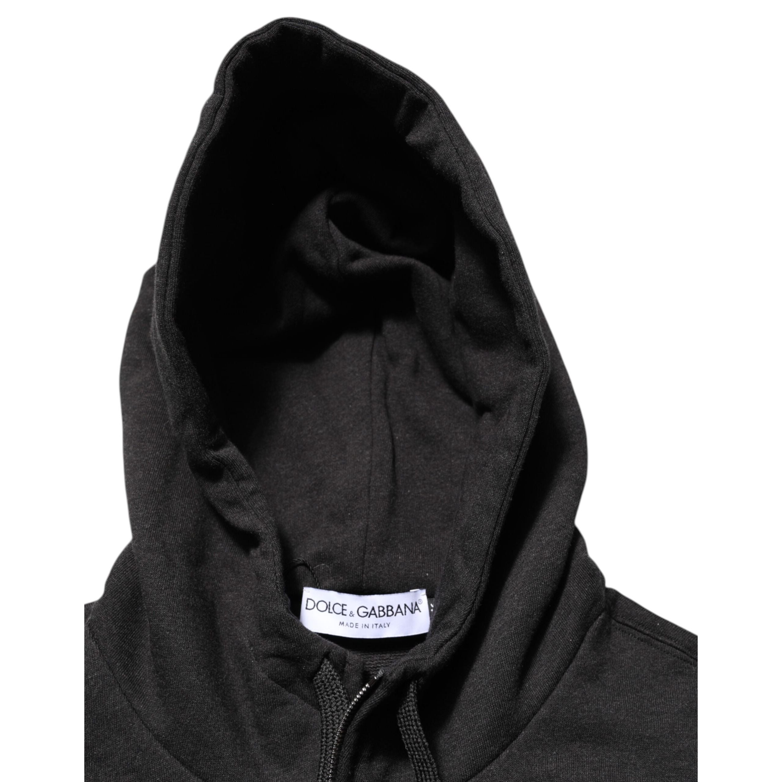Dolce & Gabbana Black Full-Zip Logo Hooded Sweatshirt
