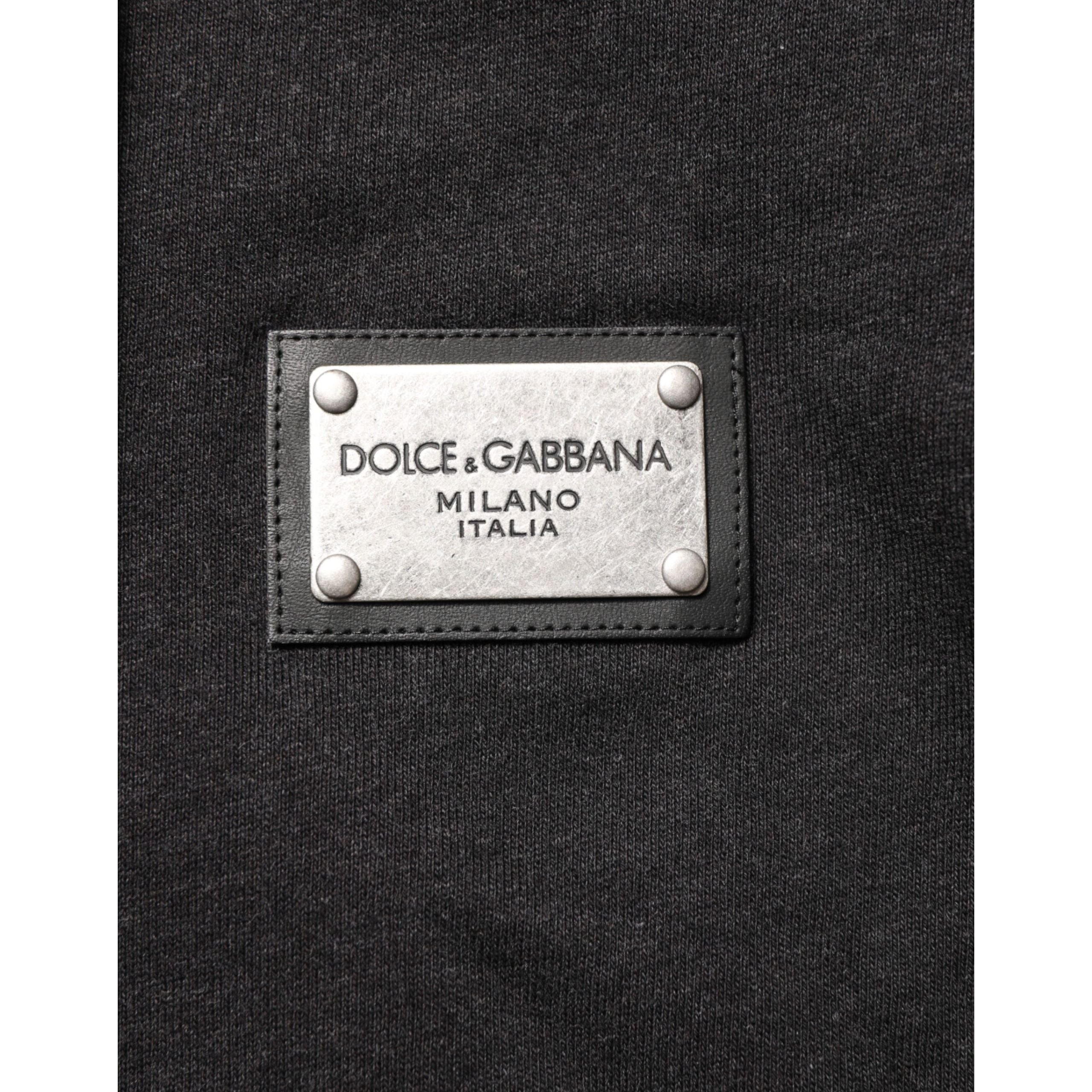 Dolce & Gabbana Black Full-Zip Logo Hooded Sweatshirt