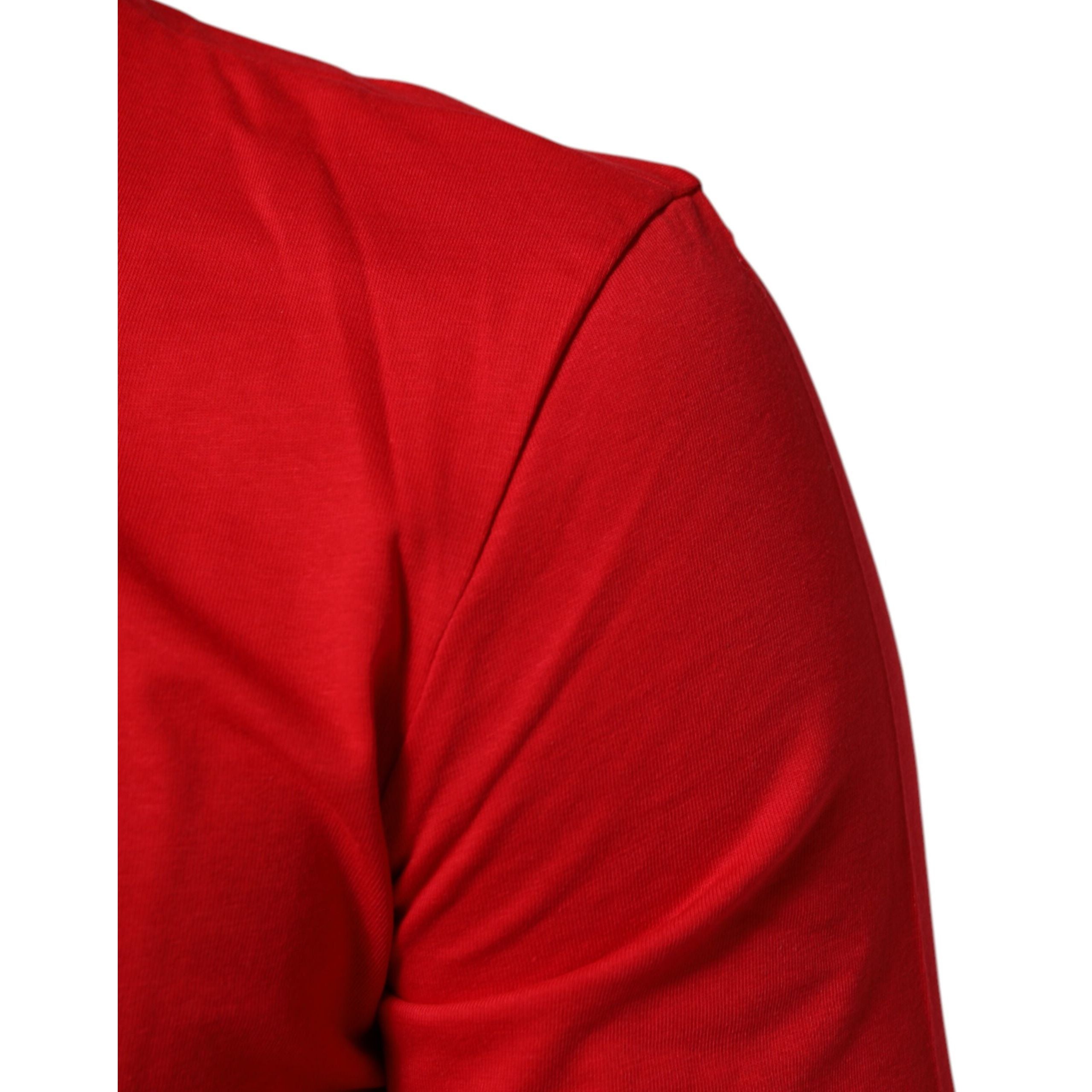 Tricou din bumbac cu decolteu la baza gâtului Dolce & Gabbana Red Goodluck 2023