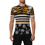 Tricou Dolce & Gabbana cu decolteu la baza gâtului, multicolor, Leopard Palm Leaf
