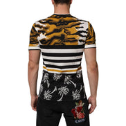 Tricou Dolce & Gabbana cu decolteu la baza gâtului, multicolor, Leopard Palm Leaf