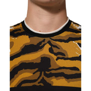 Tricou Dolce & Gabbana cu decolteu la baza gâtului, multicolor, Leopard Palm Leaf