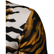 Tricou Dolce & Gabbana cu decolteu la baza gâtului, multicolor, Leopard Palm Leaf
