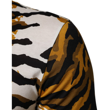 Tricou Dolce & Gabbana cu decolteu la baza gâtului, multicolor, Leopard Palm Leaf