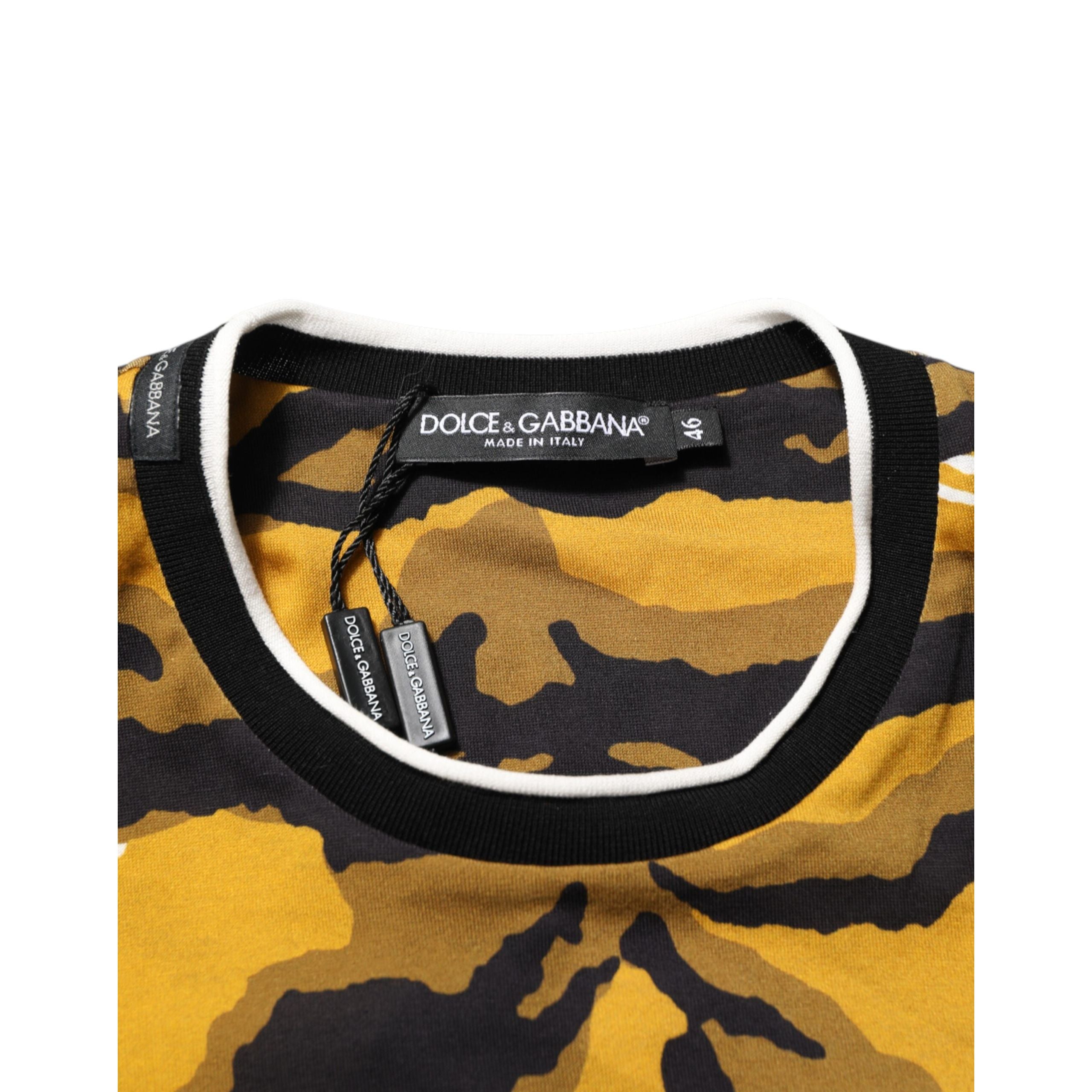 Tricou Dolce & Gabbana cu decolteu la baza gâtului, multicolor, Leopard Palm Leaf