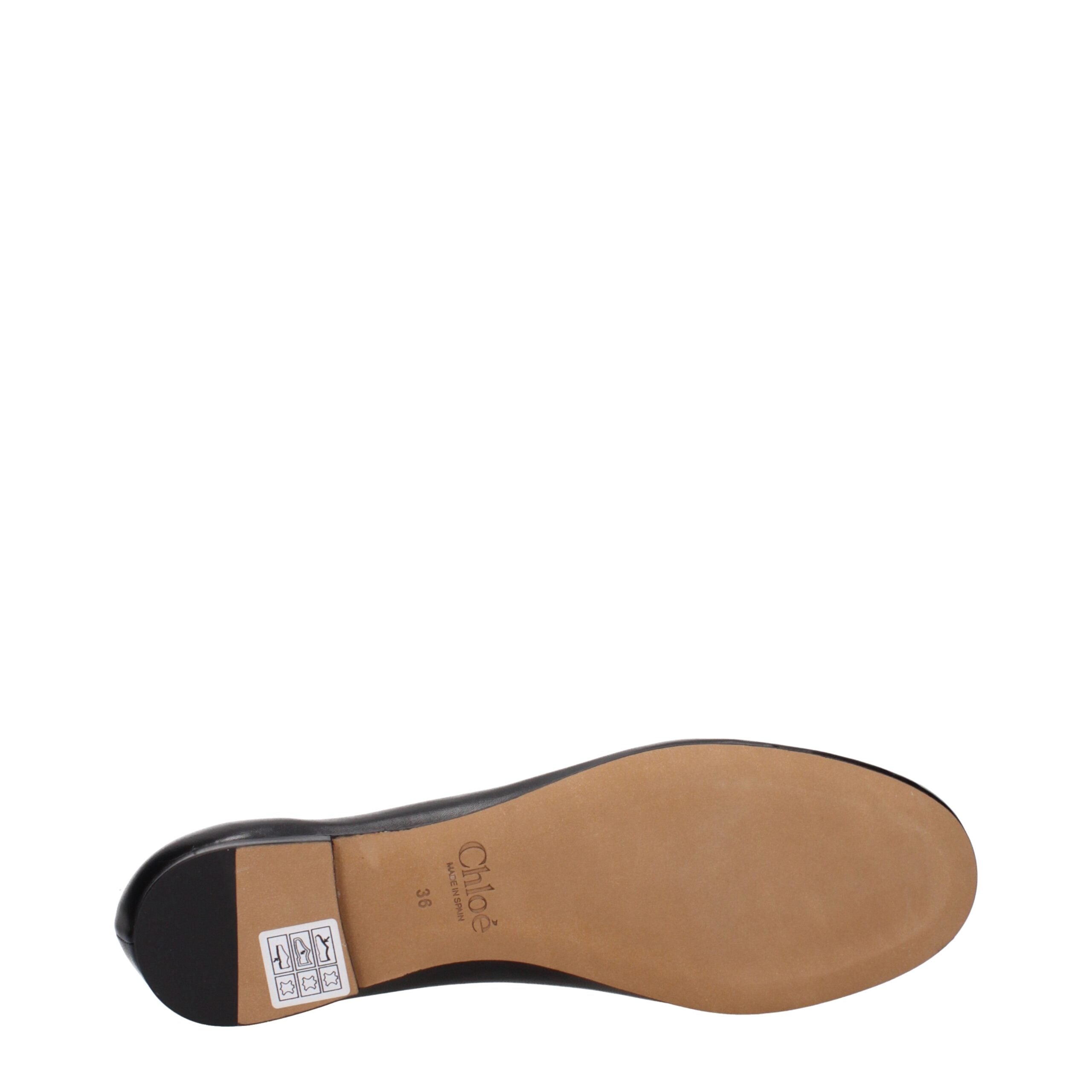 Baletini Chloé din piele neagră