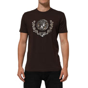 Dolce & Gabbana Brown Coin Laurel Print Crew Neck T-shirt