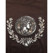 Dolce & Gabbana Brown Coin Laurel Print Crew Neck T-shirt