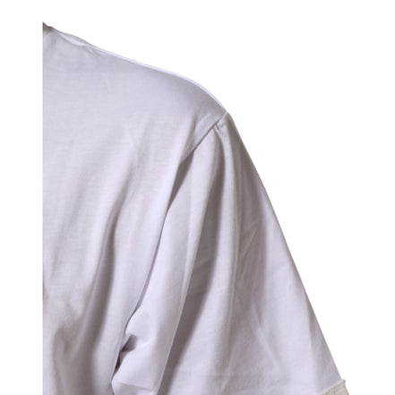 Dolce & Gabbana White Graphic Print Cotton Crew Neck T-shirt