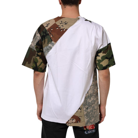 Dolce & Gabbana White Camouflage Patchwork Cotton T-shirt