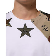 Dolce & Gabbana White Camouflage Patchwork Cotton T-shirt