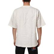 Dolce & Gabbana White Logo Print Cotton Crew Neck T-Shirt