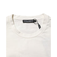 Dolce & Gabbana White Logo Print Cotton Crew Neck T-Shirt