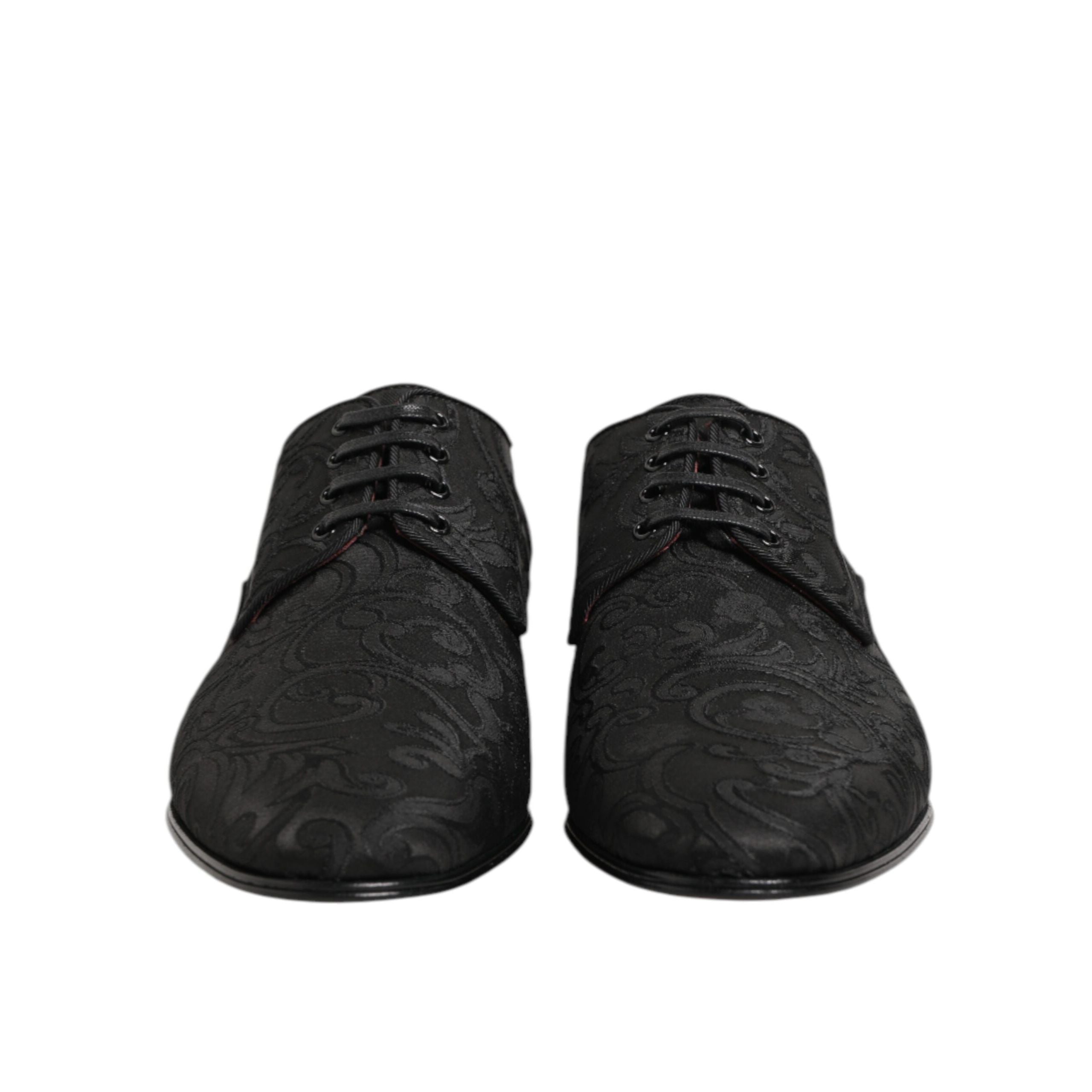 Dolce & Gabbana Black Brocade Lace-Up Derby Shoes