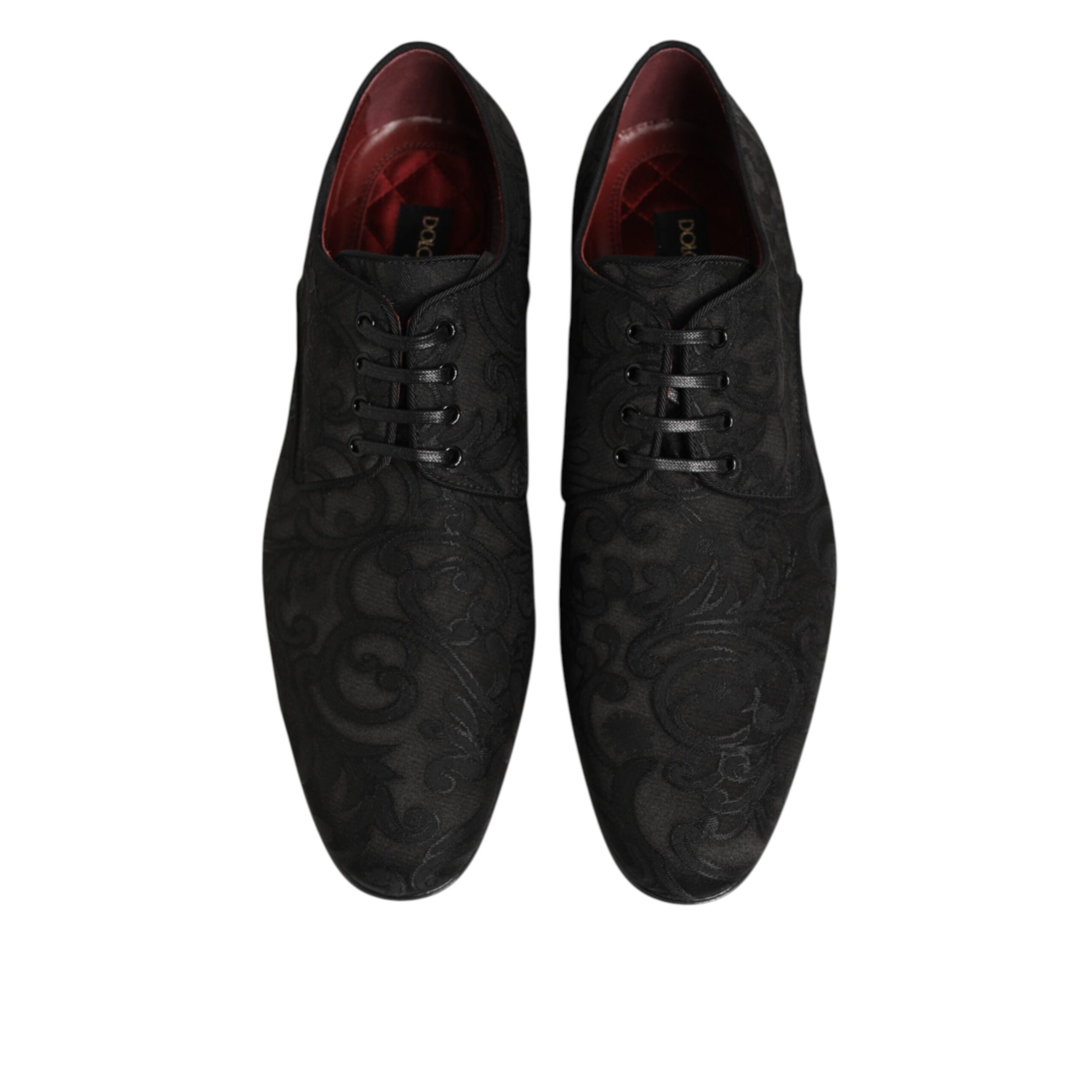 Dolce & Gabbana Black Brocade Lace-Up Derby Shoes