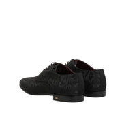 Dolce & Gabbana Black Brocade Lace-Up Derby Shoes