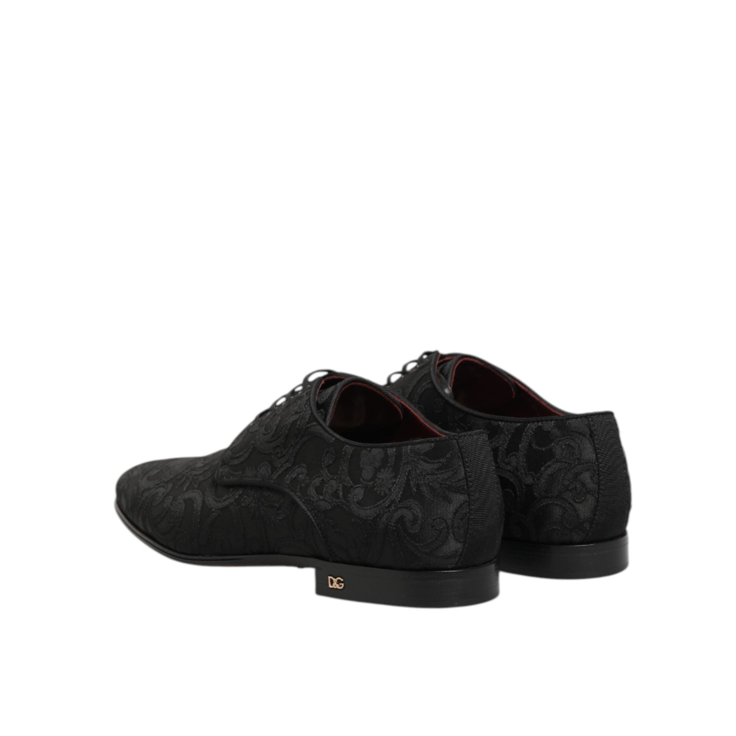 Dolce & Gabbana Black Brocade Lace-Up Derby Shoes