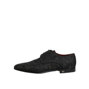 Dolce & Gabbana Black Brocade Lace-Up Derby Shoes
