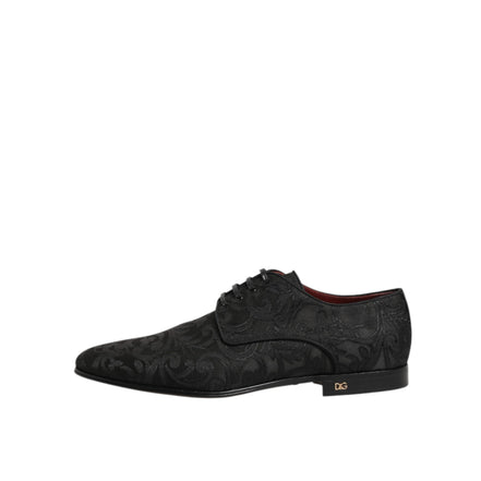 Dolce & Gabbana Black Brocade Lace-Up Derby Shoes