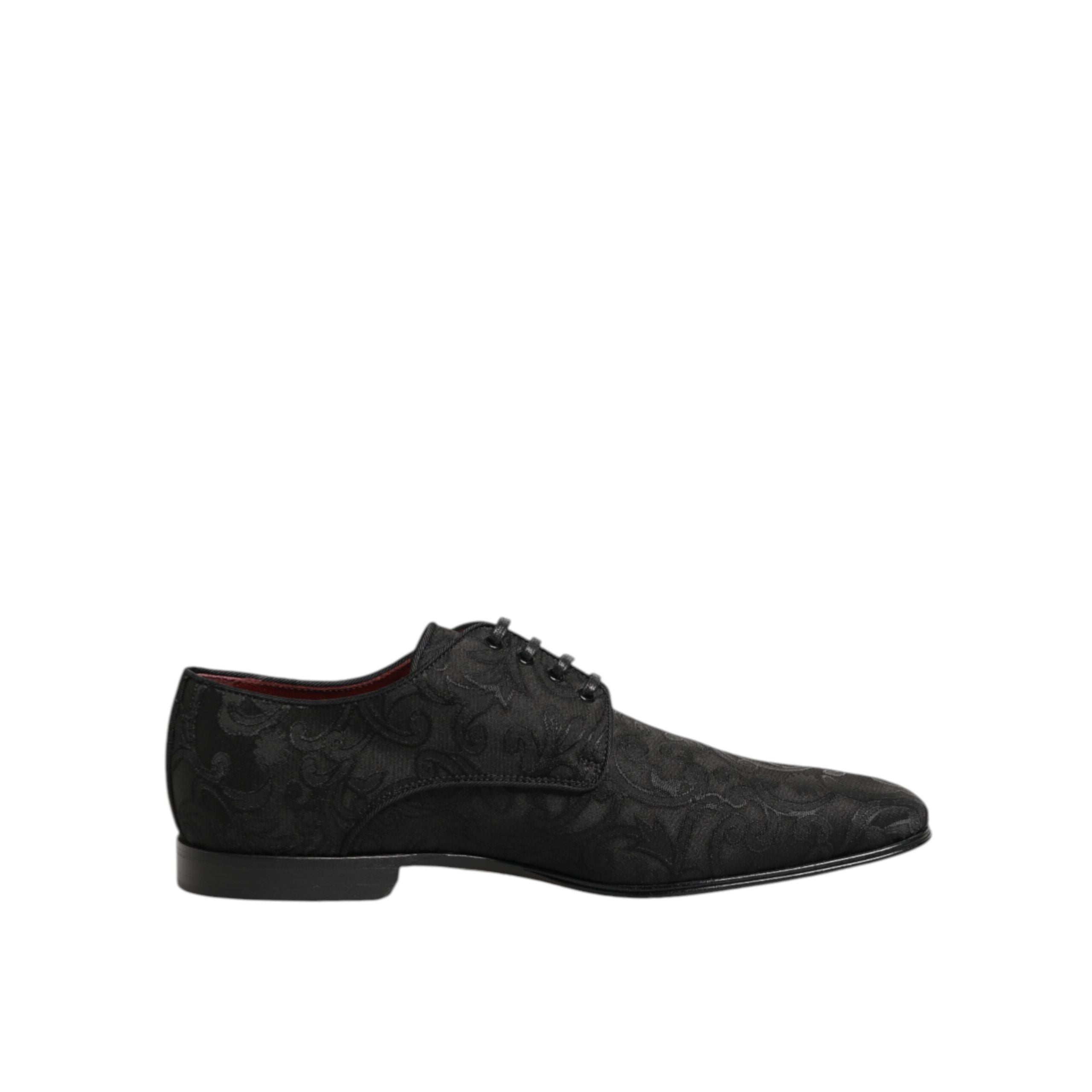 Dolce & Gabbana Black Brocade Lace-Up Derby Shoes