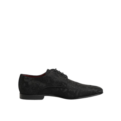 Dolce & Gabbana Black Brocade Lace-Up Derby Shoes