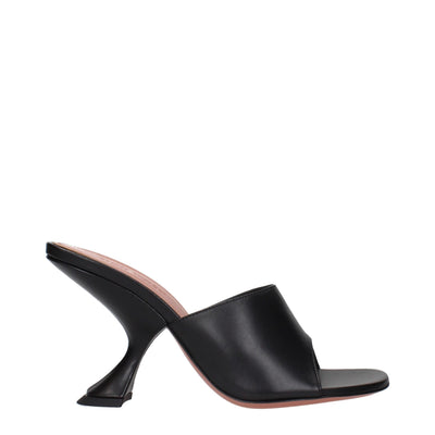 Sandale stiletto negre din piele Amina Muaddi