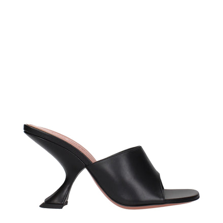 Sandale stiletto negre din piele Amina Muaddi