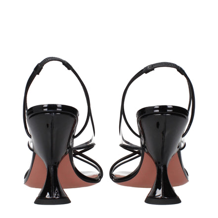 Sandale Amina Muaddi negre din piele cu toc stiletto