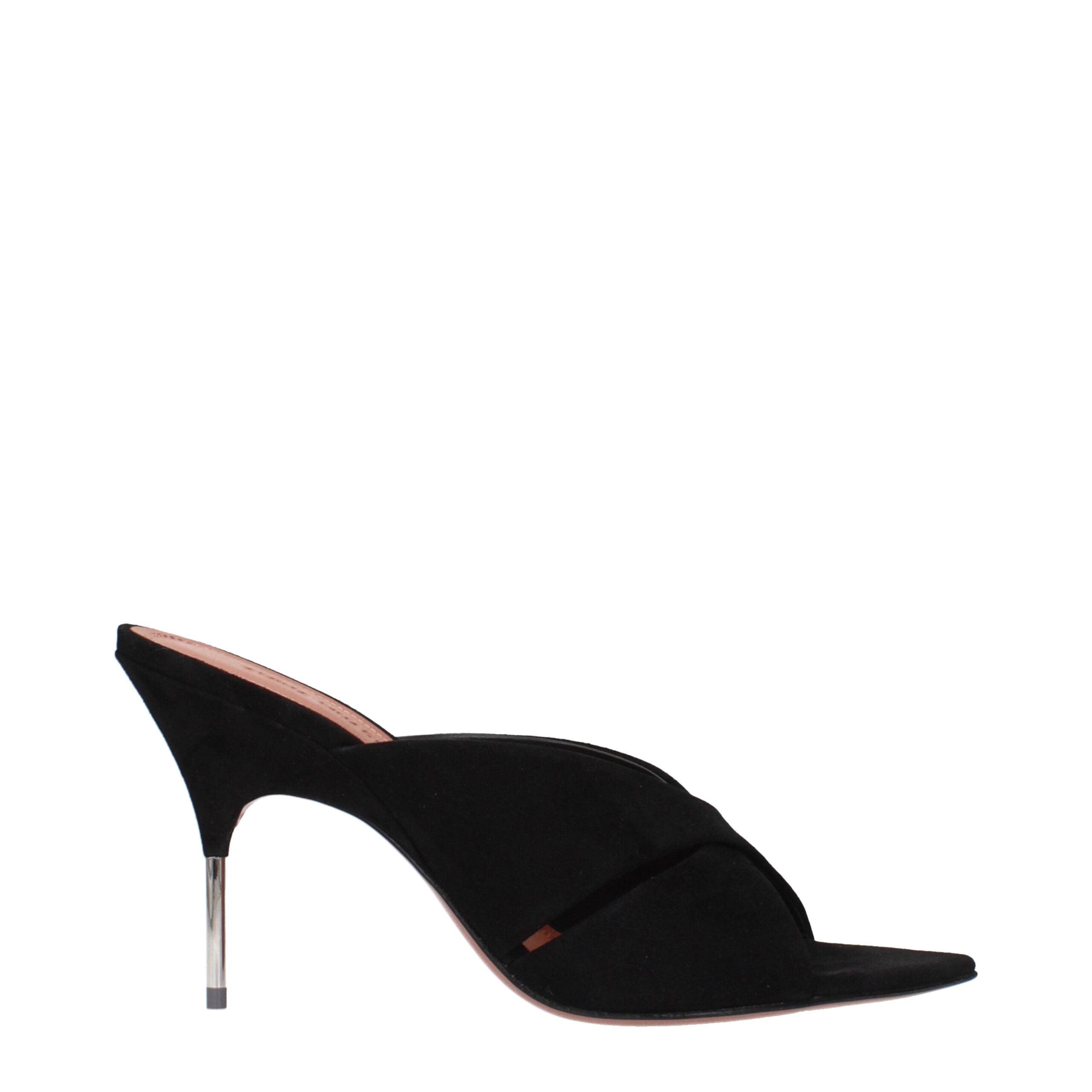 Sandale stiletto Amina Muaddi negre din piele