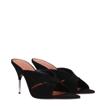Sandale stiletto Amina Muaddi negre din piele