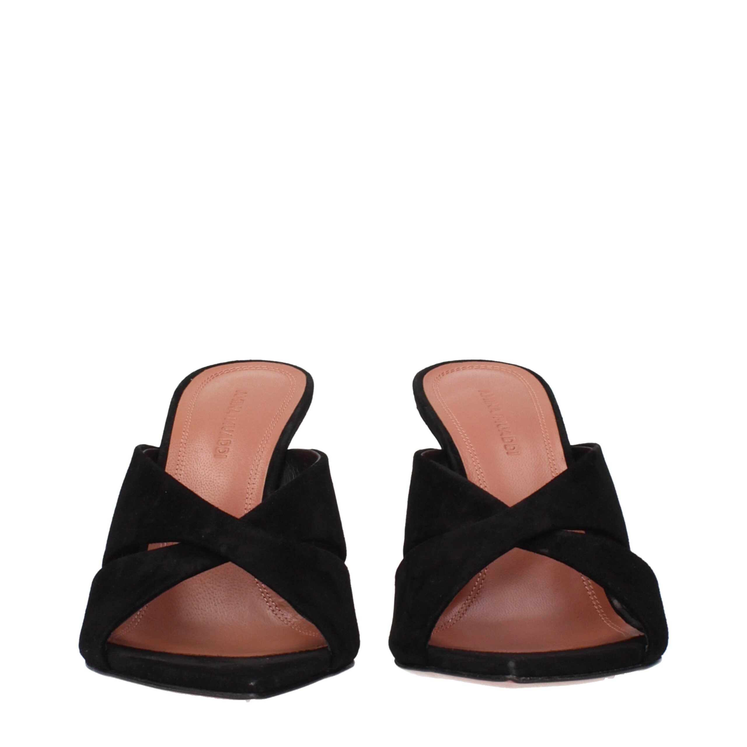 Sandale stiletto Amina Muaddi negre din piele