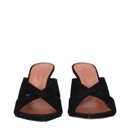 Sandale stiletto Amina Muaddi negre din piele